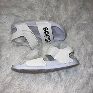 Adidas White Open Tor Slip on with Back Sandal size women’s 7